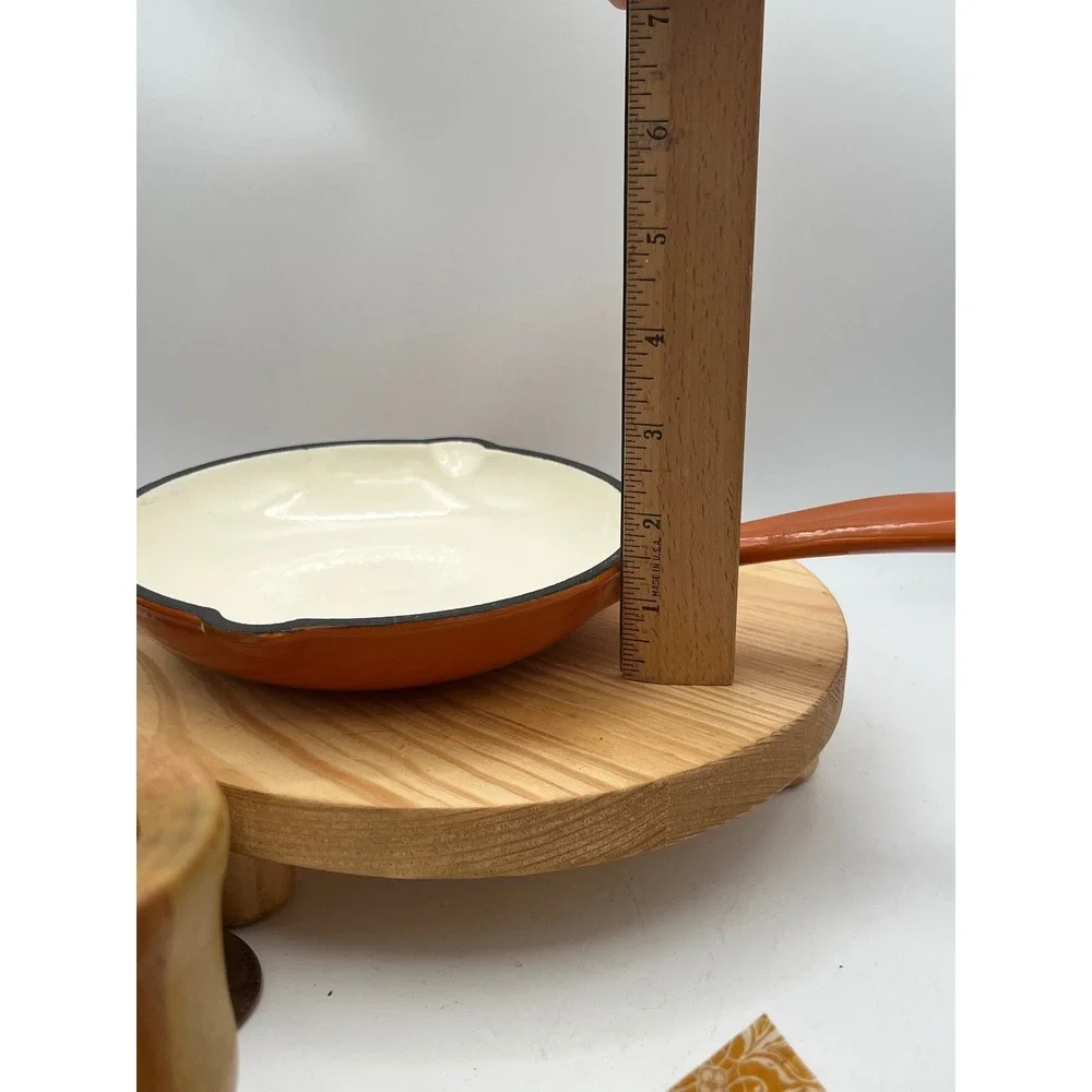 VTG MCM Dansk Mario Batali Persimmon Cast Iron Enamel Skillet Frying Pan 7